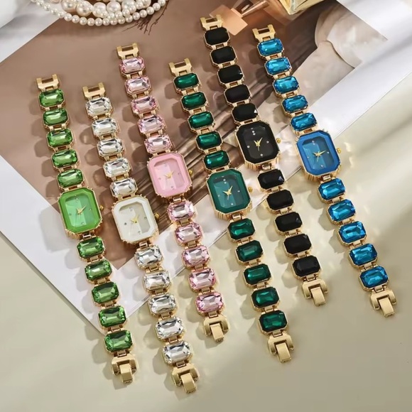 Rose Elegance Gem Timepiece Bracelet Watch